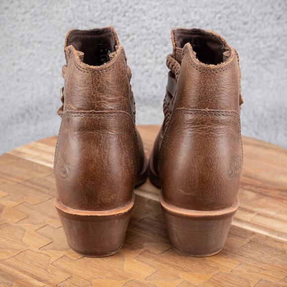 Justin Winona Women's Ankle Booties Brown Leather Cowboy Western 6 B - Picture 4 of 7